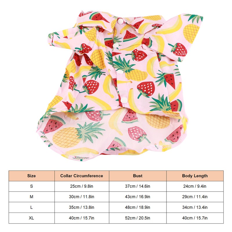 Dog Fruit Print Shirt Breathable Cool Fashionable Cute Pet Clothes