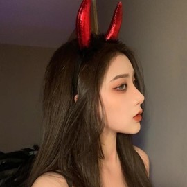 [Formemory] Adult Halloween Headband Devil Headband Full of Halloween Costume Props Hair Accessories Cosplay Hair Ornaments for Photography Costume Props Christmas Party Props (Red 2pcs)