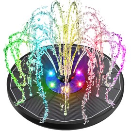 SZMP Solar Fountain 3.5W Floating Bird Bath Fountains with Blue Flower Upgraded Glass Panel with 7 Nozzle & 4 Fixer, Solar Water Fountain for Garden, Pond, Outdoor (Colorful)