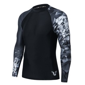 HUGE SPORTS Wildling Series UV Protection Quick Dry Compression Rash Guard (Lion,XS)