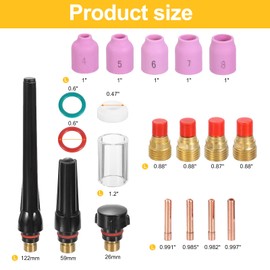 HARFINGTON 43pcs Tig Torch Kit for WP-9, WP-20, WP-25 with TIG Welding Torch Tungsten Electrode Holder Connector Ceramic Nozzle for Welding Related Equipment