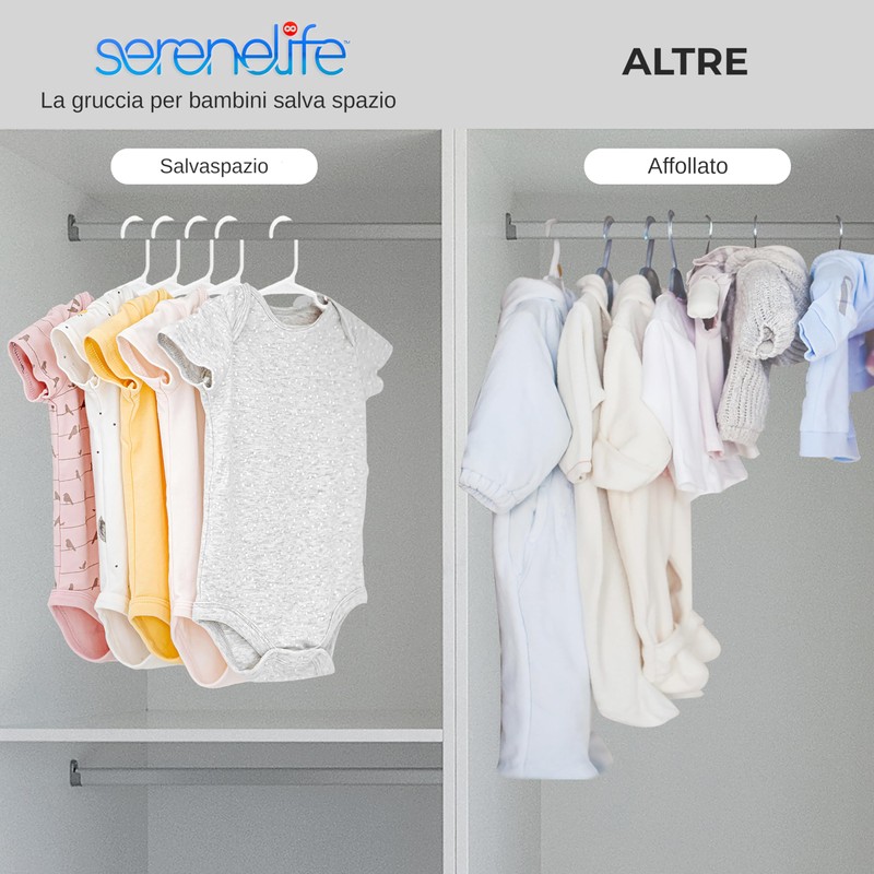 SereneLife 20 Grucce Appendiabiti in Plastica, Appendiabiti Antiscivolo e Salvaspazio