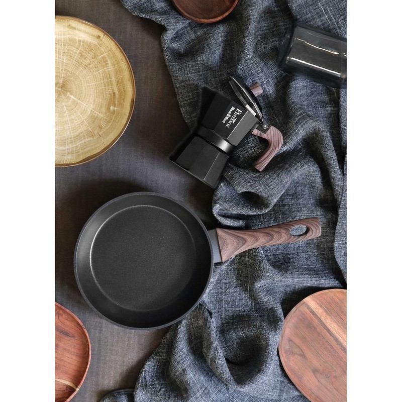 PINTINOX Black&Wood Moka Espresso Maker for 3 Cups