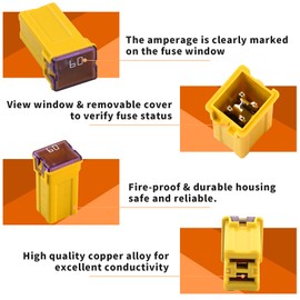 Tiooka 60A JCASE Car Fuse - Automotive FMX Fuse, Tall/Standard Profile, Box Shaped, Compatible with Ford, Chevy/GM, Chrysler/Dodge, Toyota Car, Truck, SUV