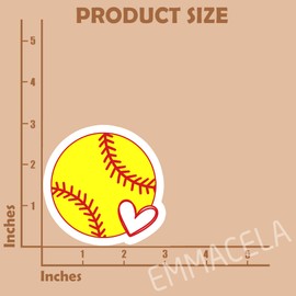 (3PCS) Softball Heart Sticker – Waterproof Vinyl Decal for Laptops, Phones, Tumblers, Water Bottles, Softball Stickers for Teams and Players – 3" x 3"