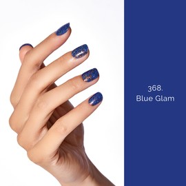 NAILOG Gel Nail Seal Curing Type (20 Pieces), Long Lasting, Salon Quality, 33mm Extra Long, Nail Stickers, Nail Kit, Glitter, Blue, Blue, Winter | Blue Glam