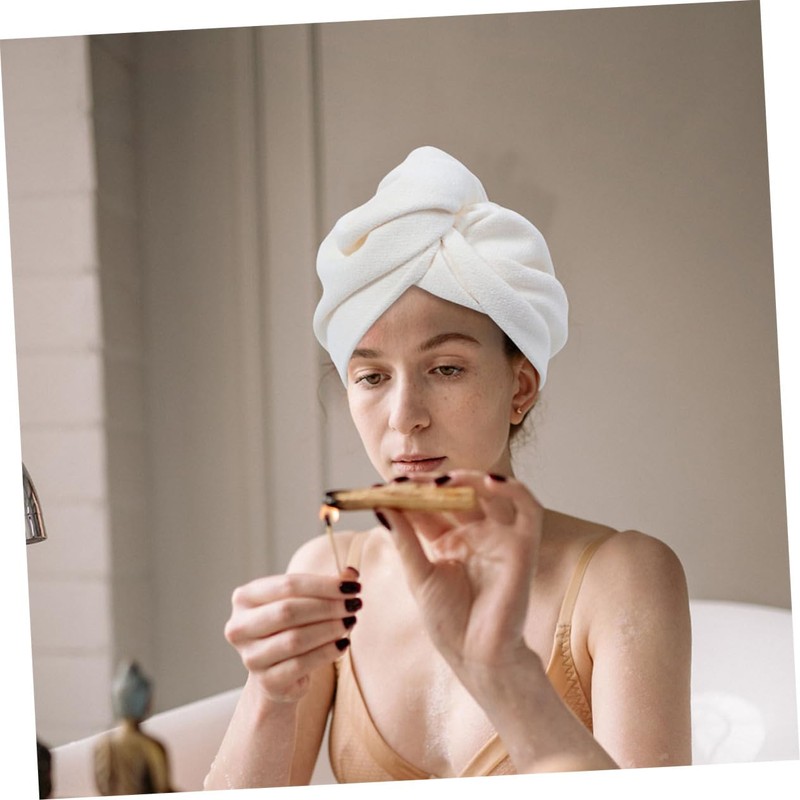Ipetboom 2pcs Super Absorbent Hair Drying Cap Soft Towel Turban