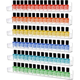 mekueeex 12 Pack Nail Polish Organizer Wall Mounted Shelf with Removable Anti-Slip End Inserts, Paint Rack Acrylic Organizers Display for Wall, Nail Polish Rack Displays 180 Bottles, 15 Inch