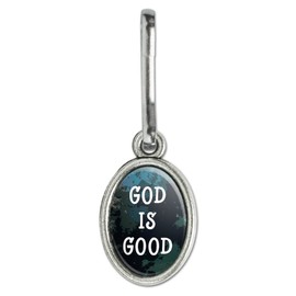 GRAPHICS & MORE God is Good Christian Inspirational Religious Antiqued Oval Charm Clothes Purse Suitcase Backpack Zipper Pull Aid