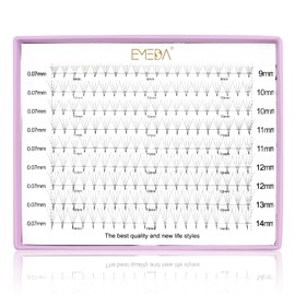 EMEDA Eyelash Extensions Set, 9 Rows, 0.07 mm, D Eyelash Extension, 9-14 mm Mix 4D Volume Eyelash Extensions, Pre-Fanned Russian Eyelashes, Premade Volume Fans Pre Fanned Eyelash (4D .07 D Mix)