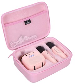 Tourmate Hard Storage Case for YLL/zicor/Kinglucky/CscyyAmz/IROO Kids Karaoke Machine,PU Travel Case for Portable Bluetooth Speaker Two Microphones (Only Case) (Pink)