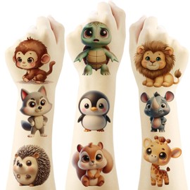 20pcs Funny Animal Temporary Tattoos for Kids, Cool Birthday Party Favors, Cute Decoration Sticker Gifts for Girl Boys Home Activity Class Prizes Carnival Christmas Rewards (Big Eyed Animals)