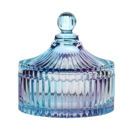 CHOOLD Luxury Colorful Tent Shaped Crystal Candy Jar with Lid,Clear Glass Apothecary Jar Wedding Candy Buffet Jar Food Jar - 24 oz