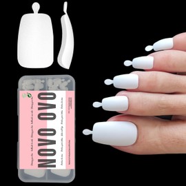 NOVO OVO 120 pcs Long Toe Nail Tips Press on, Curved Full Cover Longtoes Claw, White Double Matte Pre-filed Nail Extension for Pedicure Acrylic, Tapered Square Soft Gel Toenails x 12 Sizes