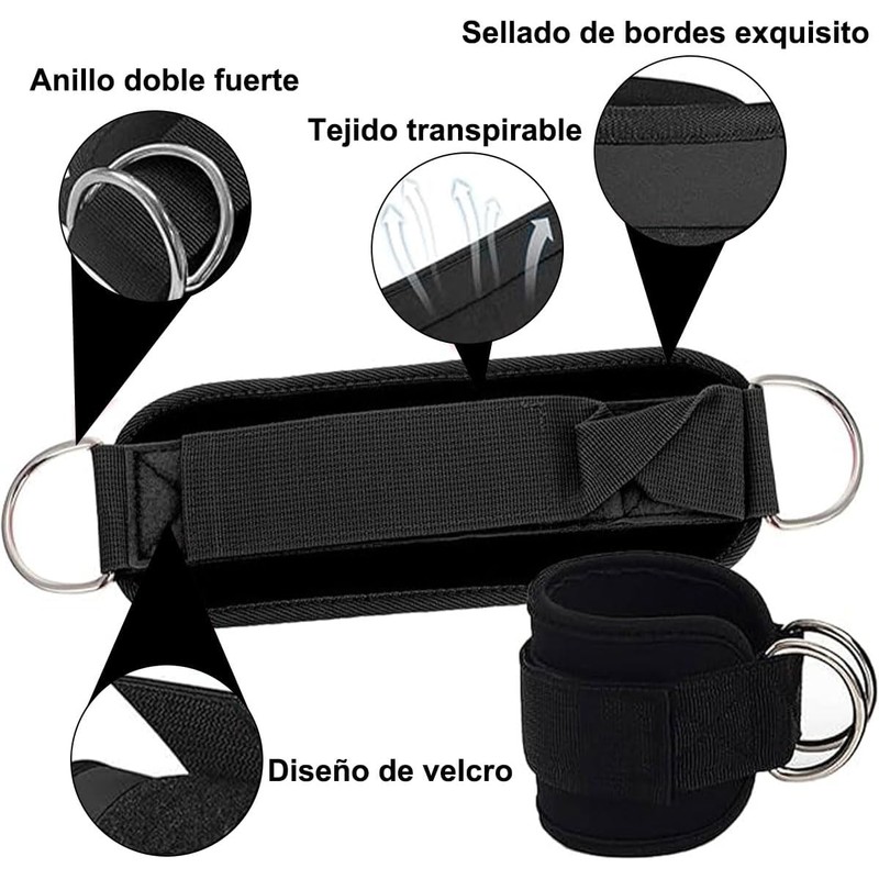 Correas Tobillo Anillo D 2 Pzs Grilletes Velcr Ajustable Gym