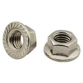 Hexagon Nuts with Flange and Locking Toothing – M10 – (Pack of 5) – Flange Nuts – DIN 6923 – Stainless Steel A2 (V2A) – SC6923 SC-Normteile