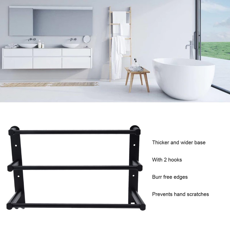 3 Tiers Bath Towel Bar Wall Mounted Bathroom Towel Hanger