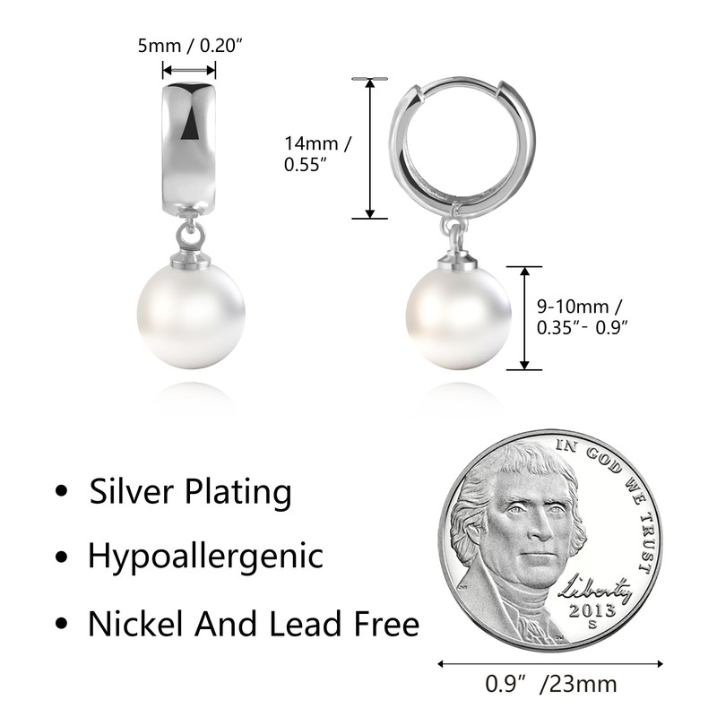 ASH'S CHOICE Silver 925 Earrings Pearls, 3 Pairs Sterling Silver