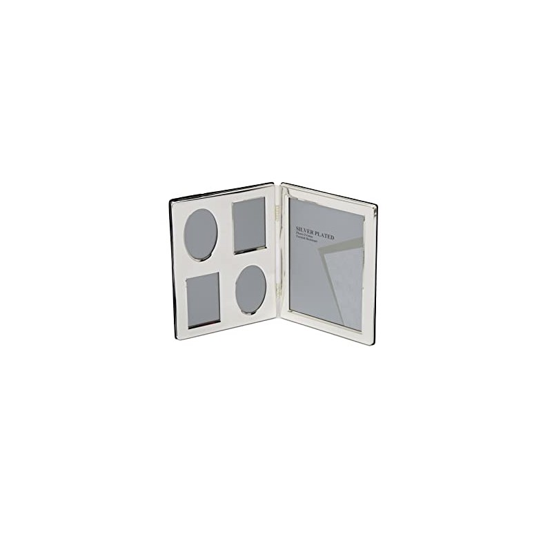 5x7 Silver Plated Flat Edge Double Photo Picture Frame -