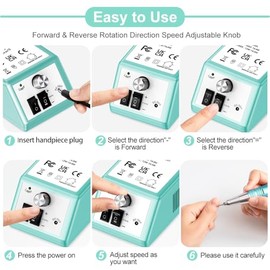 alle's Máquina profesional para uñas, taladro eléctrico Efile de 30000 RPM, kit para uñas de manos y pies, uñas acrílicas, de gel y de inmersión, tala