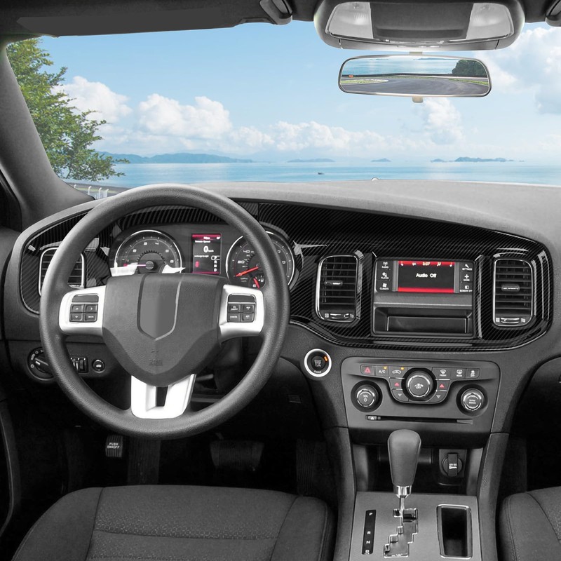 amayum Carbon Fiber Center Console Dashboard Panel Trim Cover fit