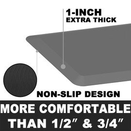 HEALEG 1" Extra Thick Anti Fatigue Floor Mat 50" L x 17" W,Kitchen Mat, Standing Desk Mat –Ergonomic Comfort at Home, Office, Garage, Sink - 140D high Density PU Foam (Gray)
