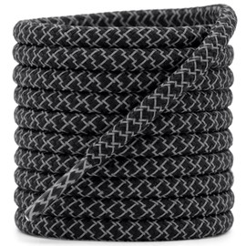 DELELE 2 Pairs 4/25" Thick Round Reflective Shoe Laces Black Safety Highlight Rope 47 inches