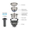 QruiLanTu 3-1/2'' ﻿Kitchen Sink Drain Kit Sink Drain Basket Sink