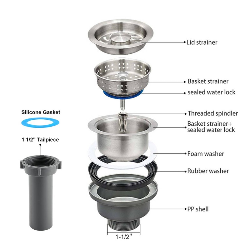 QruiLanTu 3-1/2'' ﻿Kitchen Sink Drain Kit Sink Drain Basket Sink