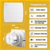Focxoio Bathroom Fan 100 mm with Humidity Sensor and Time