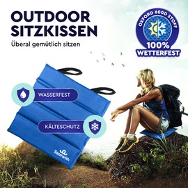 Foldable Insulated Outdoor Seat Cushion Seat Mat (35 X 35 cm) With Carry Bag And Carabiner Hooks For Attaching To The Backpack Maximum Protection Against Cold, Moisture, Dirt, blue, 35x35