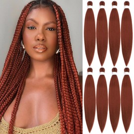 Braiding Hair Pre Stretched 22 Inch 8 Pack Long Braiding Hair Professional Pre Stretched Hair For Braiding Soft Yaki Texture Hot Water Setting Synthetic Crochet Braids Hair For Women (22Inch,350#)