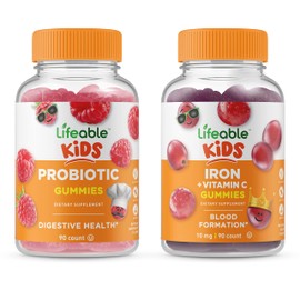 VitaWorks Lifeable Probiotic 2 Billion CFU Kids + Iron & Vitamin C Kids, Gummies Bundle - Great Tasting, Vitamin Supplement, Gluten Free, GMO Free, Chewable Gummy