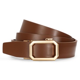 SUOSDEY Women Leather Ratchet Belt for Jeans Pants with Automatic Sliding Buckle, Adjustable Belt for Ladies, Width 1.2"