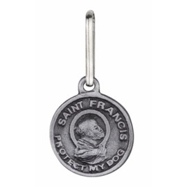 Needzo Pewter Saint Francis Engraved Dog Tag Clip, Pet Puppy Accessories Supplies for Small and Large Dogs, 3/4 Inch