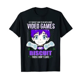 Anime Videogames or Biscuit Gamer Funny Gaming Humor Cracker T-Shirt