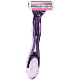Bic Click 5 Soleil Refillable Women's Razor, 40% Recycled Plastic Handle with Rubber Grip, 2 x 3-Blade Refills - Box of 1+2, Purple