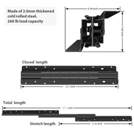 LONTAN 1 Pair Undermount Heavy Duty Drawer Slides 24 inch Full Extension Bottom Mounted Drawer Rails Hidden Cabinet Runners 260LB Capacity