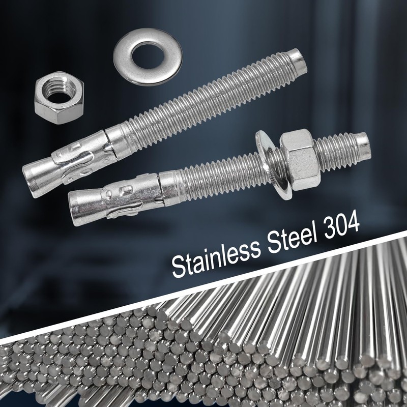 3/8"x 3" Concrete Anchor Bolts,5PCS 304 Stainless Steel Wedge Anchors