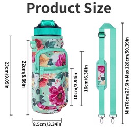 EYQ Water Bottle Carrier Bag with Adjustable Shoulder Strap, 25oz/32oz Bottle Pouch Holder, 2 Pocket, Insulated Water Bottle Holder, Sports Accessories for Hiking Travelling Camping
