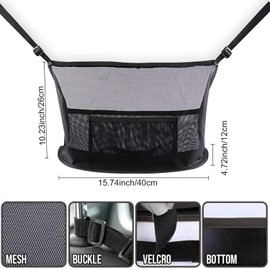 Qkiky Car Net Pocket Handbag Holder Between Seats Back Storage Organizer Purse Holder for Console Front Seat Storage Barrier (Black)
