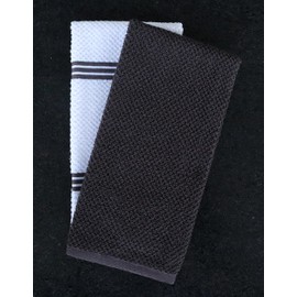 AMOUR INFINI Terry Kitchen Towels Pack of 4 Highly Absorbent Quick Drying Super Soft Dish Towels with Hanging Loop Wash Cloths for Dishes Thanksgiving, Christmas Decoration (16x26 Inch - D.Grey)