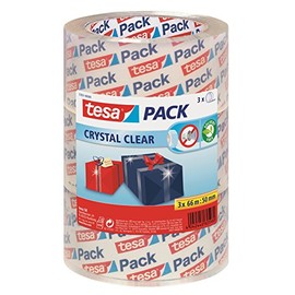 Tesa Crystal Clear Packing Tape 3 Rolls 66 m x 50 mm, clear