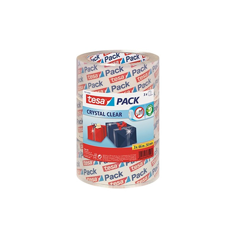 Tesa Crystal Clear Packing Tape 3 Rolls 66 m x