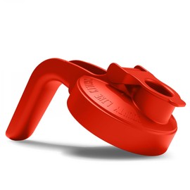 County Line Kitchen Wide Mouth Mason Jar Pour Spout Lid - Flip Cap Drinking/Canning Lids - Handle & Airtight Leak-Proof Seal - Accessories for Pitcher - Fits 32 oz & 64 oz, Red - 1 Pack