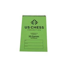 US Chess Federation Commemorative Spiral Chess Scorebook - Green - (120 Moves/Game) (4 Pack)