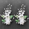 BETITETO Bridal Flower Hair Clips 2PCS White Floral Green Leaf