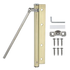 PATIKIL 7 Inch Spring Door Closer, Spring Door Stop Screen Door Latch Security Door Stopper with Adjustable Closing Speed for Home Hinge Door, Gold Tone