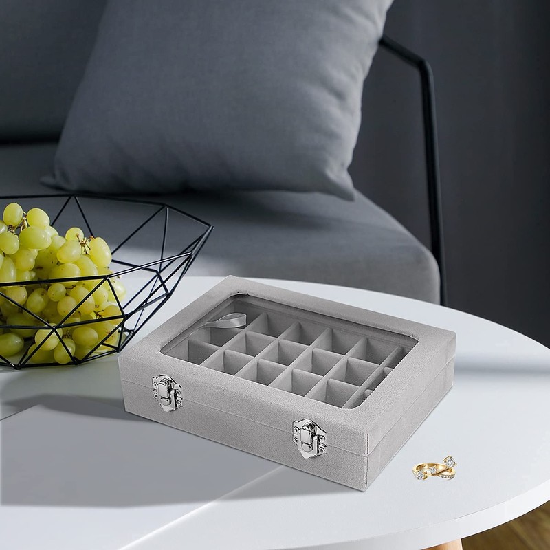 CBCYBER Jewelry Box 24 Grid Velvet Jewelry Tray for Drawers