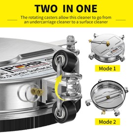 POHIR 16.5'' Pressure Washer Surface Cleaner with 4 Reversible Wheels, 2-in-1 Undercarriage Pressure Washer Attachment - Stainless Steel Housing with 1/4" Quick Plug Wands for Easy Cleaning 4800PSI